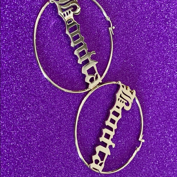 (SOLD) 14k Gold plated Bonita Hoop Earrings - Picture 4 of 5